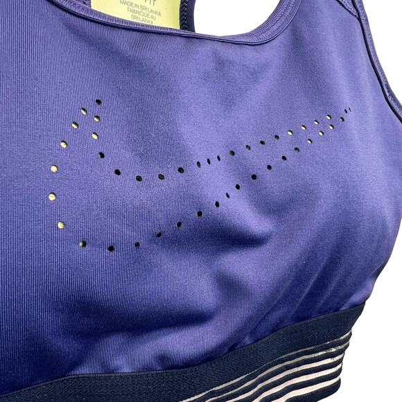Nike Racerback Sports Bra Blue Size M Stretch Dri-Fit Logo Bra Pads Sporty - Picture 5 of 10